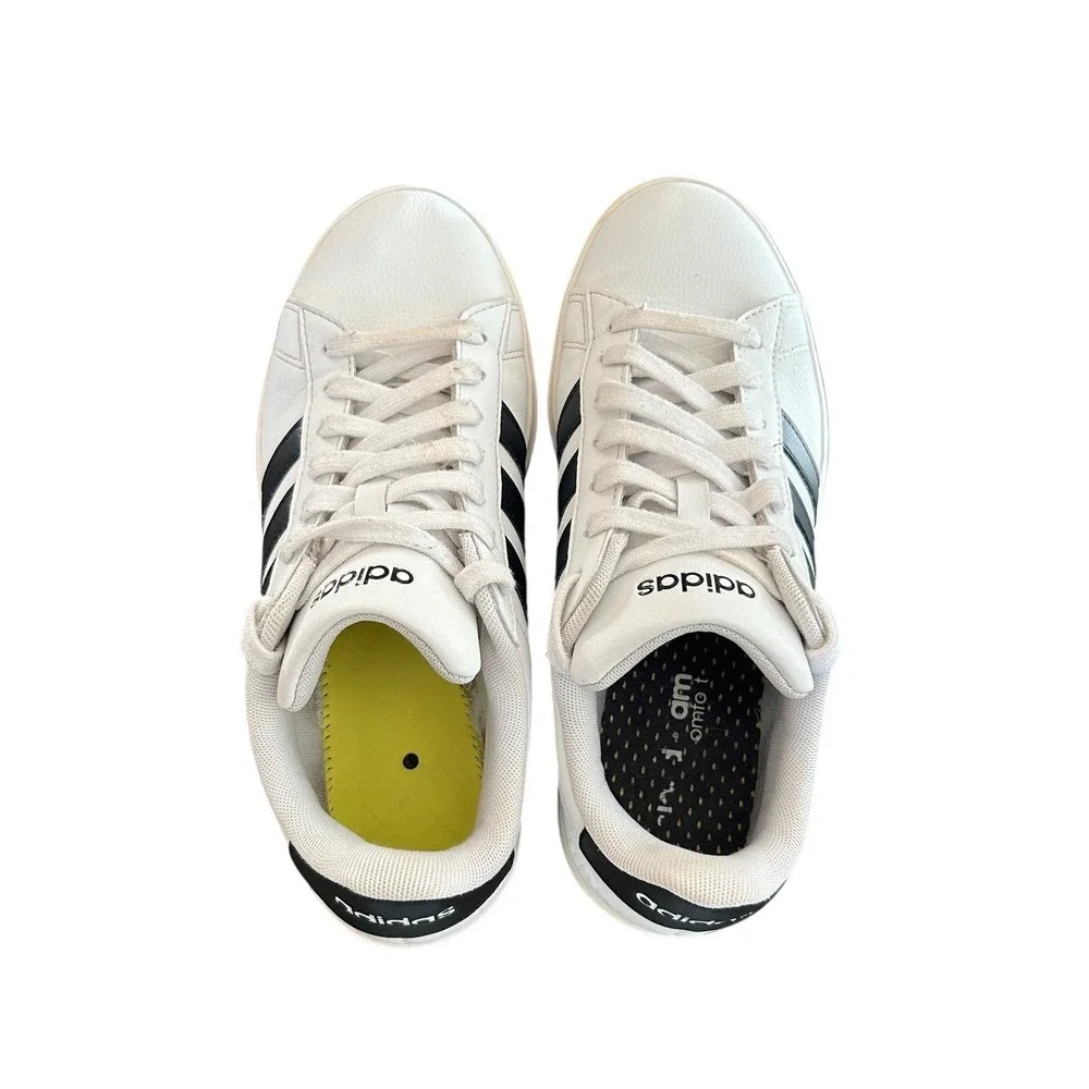 Adidas Grand Court Base 2.0 Women Shoes White Black Sneakers Retro GW9214 Size 8